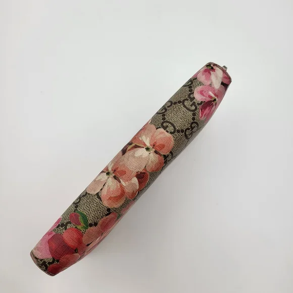 GUCCI GG Supreme Blooms Round Zip Long Wallet Floral Print Pink Canvas Leather.. - Picture 3 of 14